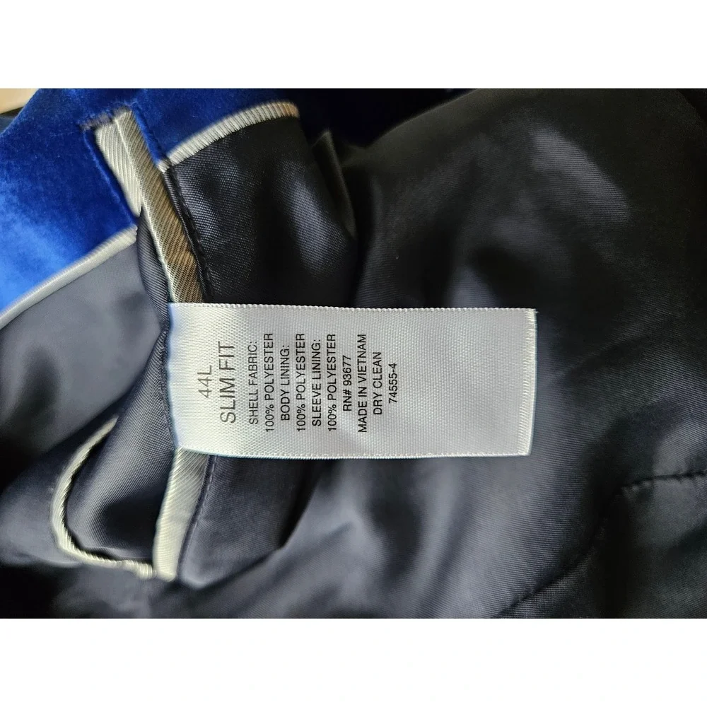 Royal Blue Velvet Blazer 44L Two Button Sport Coat Jacket Event Formal Holiday
